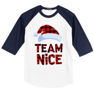 Team Nice Santa Red Plaid Claus Christmas Pajama For Family  Baseball Sleeve Shirt