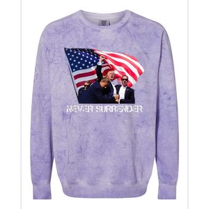 Trump Never Surrender Colorblast Crewneck Sweatshirt