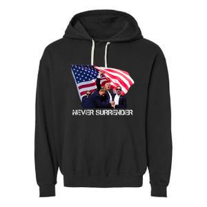 Trump Never Surrender Garment-Dyed Fleece Hoodie