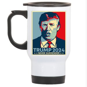 Trump never surrender 2024 Mugshot Stainless Steel Travel Mug