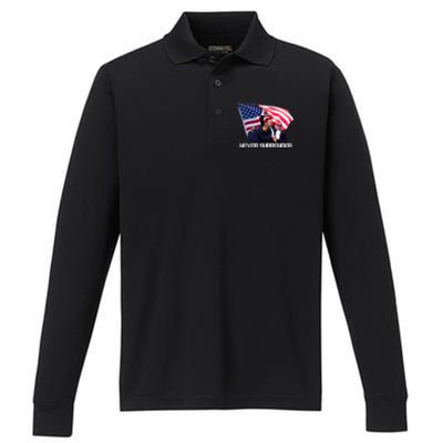 Trump Never Surrender Trump 2024 Performance Long Sleeve Polo