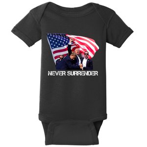 Trump Never Surrender Trump 2024 Baby Bodysuit