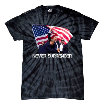 Trump Never Surrender Trump 2024 Tie-Dye T-Shirt