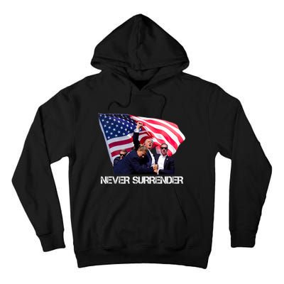 Trump Never Surrender Trump 2024 Tall Hoodie