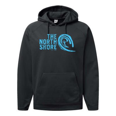 The North Shore Oahu Hawaii Hawaiian Surf Family Vacation Performance Fleece Hoodie