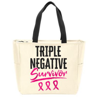 Triple Negative Survivor TNBC Breast Cancer Awareness Zip Tote Bag