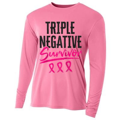 Triple Negative Survivor TNBC Breast Cancer Awareness Cooling Performance Long Sleeve Crew