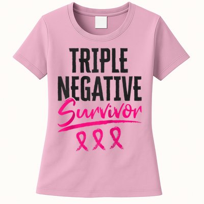 Triple Negative Survivor TNBC Breast Cancer Awareness Womens T-Shirt