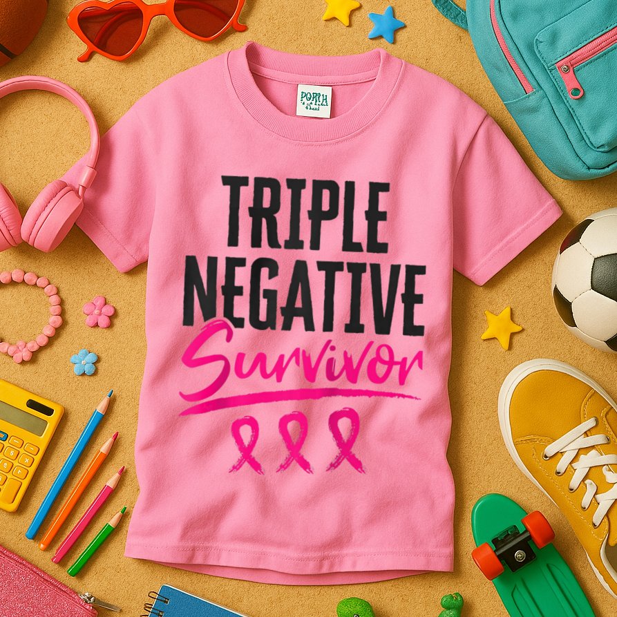 Triple Negative Survivor TNBC Breast Cancer Awareness Kids T-Shirt