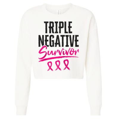 Triple Negative Survivor TNBC Breast Cancer Awareness Cropped Pullover Crew