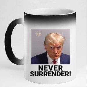 Trump Never Surrender Mugshot Booking Trump Mugshot 2024 Georgia Trump Mugshot 11oz Black Color Changing Mug