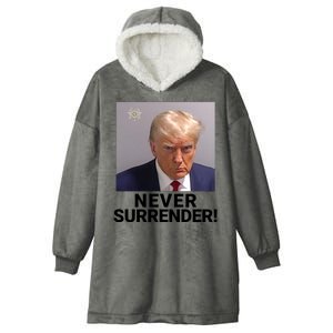 Trump Never Surrender Mugshot Booking Trump Mugshot 2024 Georgia Trump Mugshot Hooded Wearable Blanket