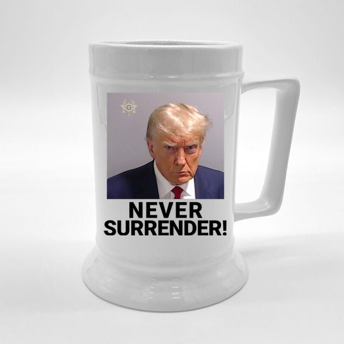 Trump Never Surrender Mugshot Booking Trump Mugshot 2024 Georgia Trump Mugshot Beer Stein