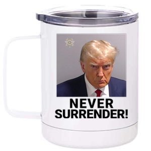 Trump Never Surrender Mugshot Booking Trump Mugshot 2024 Georgia Trump Mugshot 12 oz Stainless Steel Tumbler Cup