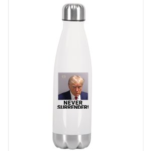 Trump Never Surrender Mugshot Booking Trump Mugshot 2024 Georgia Trump Mugshot Stainless Steel Insulated Water Bottle