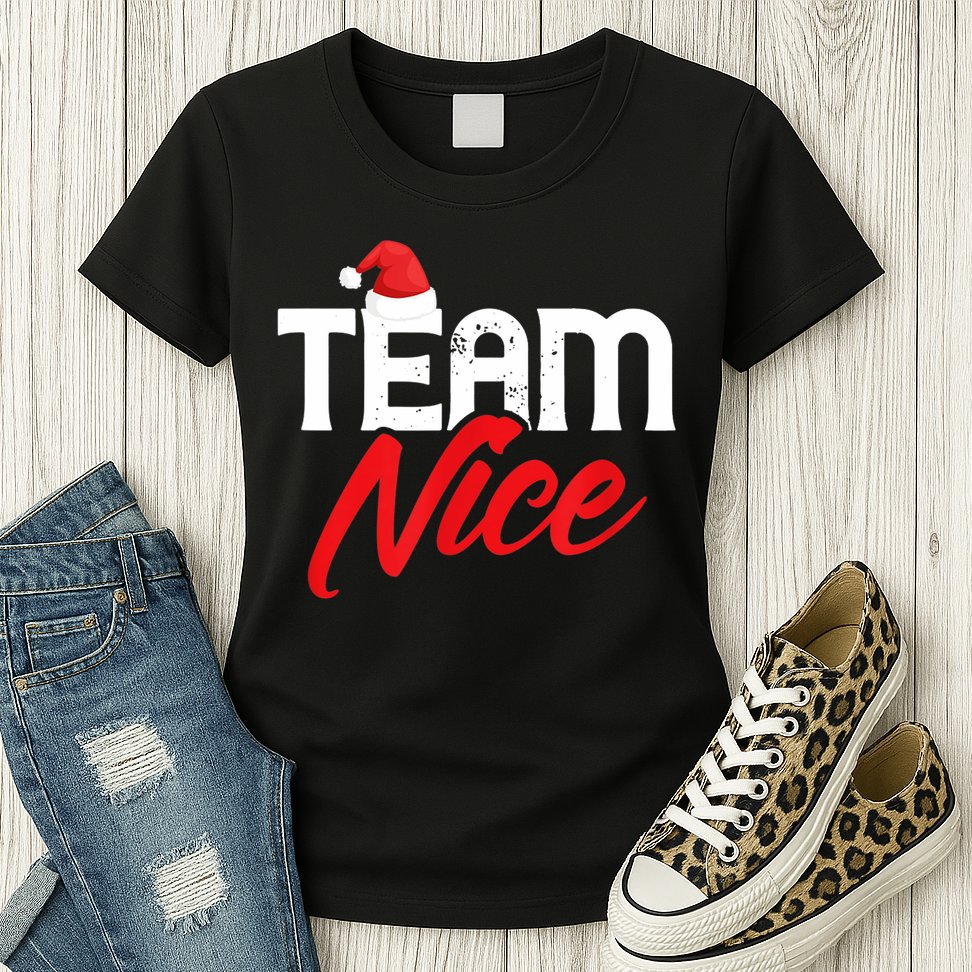 Team Nice Shirt Funny Couple Matching Outfit Team Naughty TShirt Womens T-Shirt