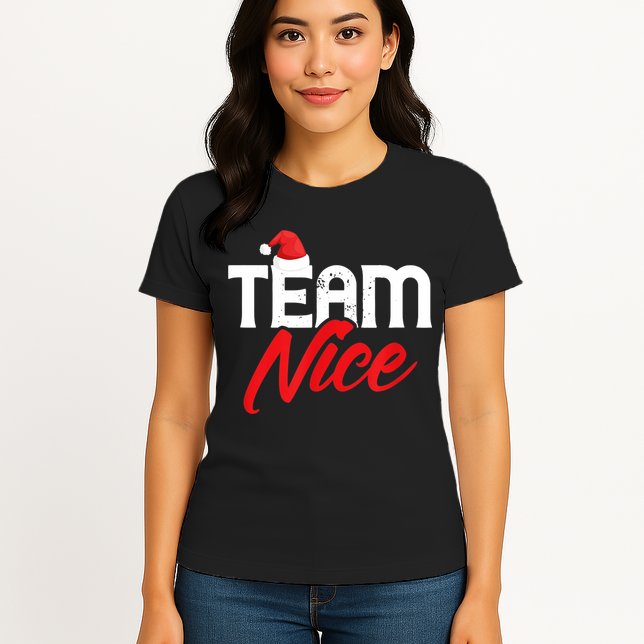 Team Nice Shirt Funny Couple Matching Outfit Team Naughty TShirt Womens T-Shirt