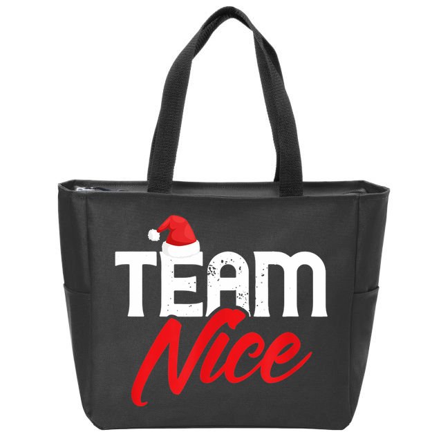 Team Nice Shirt Funny Couple Matching Outfit Team Naughty TShirt Zip Tote Bag