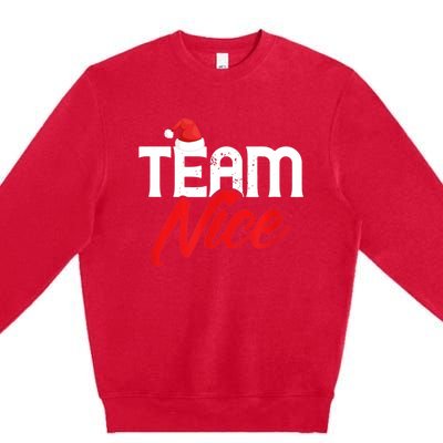 Team Nice Shirt Funny Couple Matching Outfit Team Naughty TShirt Premium Crewneck Sweatshirt