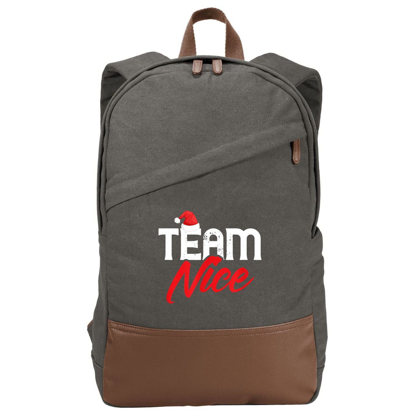 Team Nice Shirt Funny Couple Matching Outfit Team Naughty TShirt Cotton Canvas Backpack
