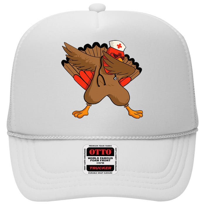 Turkey Nurse Stethoscope Thanksgiving Nurse Turkey High Crown Mesh Back Trucker Hat