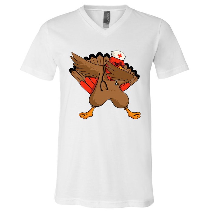 Turkey Nurse Stethoscope Thanksgiving Nurse Turkey V-Neck T-Shirt