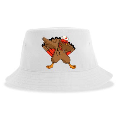 Turkey Nurse Stethoscope Thanksgiving Nurse Turkey Sustainable Bucket Hat