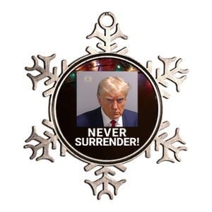 Trump Never Surrender Mugshot Booking Georgia Trump Mugshot Trump Mugshot 2024 Metallic Star Ornament