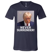 Trump Never Surrender Mugshot Booking Georgia Trump Mugshot Trump Mugshot 2024 V-Neck T-Shirt