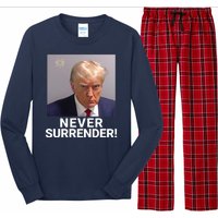 Trump Never Surrender Mugshot Booking Georgia Trump Mugshot Trump Mugshot 2024 Long Sleeve Pajama Set