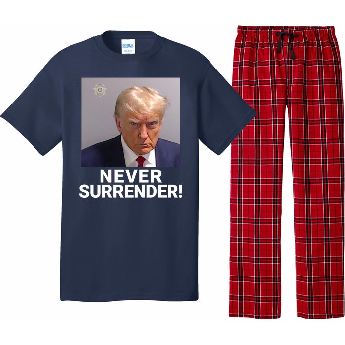 Trump Never Surrender Mugshot Booking Georgia Trump Mugshot Trump Mugshot 2024 Pajama Set