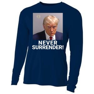 Trump Never Surrender Mugshot Booking Georgia Trump Mugshot Trump Mugshot 2024 Cooling Performance Long Sleeve Crew