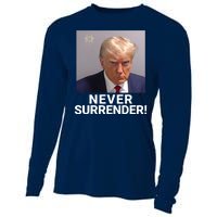 Trump Never Surrender Mugshot Booking Georgia Trump Mugshot Trump Mugshot 2024 Cooling Performance Long Sleeve Crew