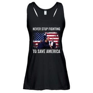 Trump Never Stop Fighting To Save America Vote Trump Ladies Essential Flowy Tank