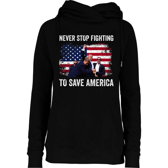 Trump Never Stop Fighting To Save America Vote Trump Womens Funnel Neck Pullover Hood