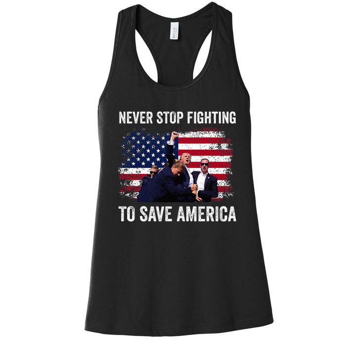 Trump Never Stop Fighting To Save America Vote Trump Women's Racerback Tank