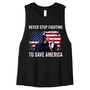 Trump Never Stop Fighting To Save America Vote Trump Women's Racerback Cropped Tank