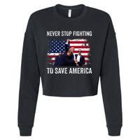 Trump Never Stop Fighting To Save America Vote Trump Cropped Pullover Crew