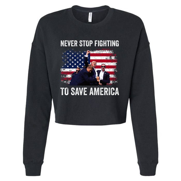 Trump Never Stop Fighting To Save America Vote Trump Cropped Pullover Crew