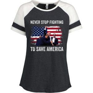 Trump Never Stop Fighting To Save America Vote Trump Enza Ladies Jersey Colorblock Tee