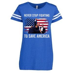 Trump Never Stop Fighting To Save America Vote Trump Enza Ladies Jersey Football T-Shirt