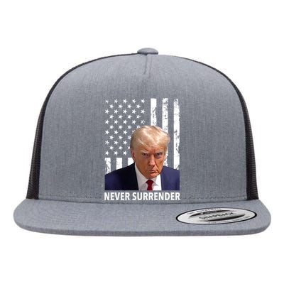 Trump Never Surrender Donald Trump Mugshot Trump 2024 Flat Bill Trucker Hat