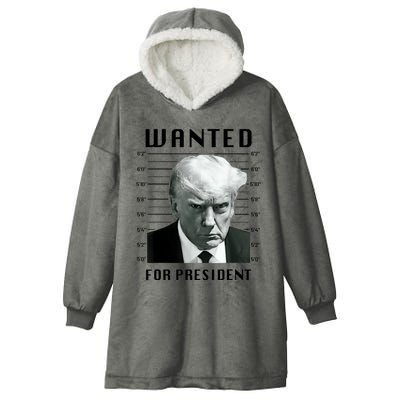 Trump Never Surrender Donald Trump Mugshot 2024 Hooded Wearable Blanket