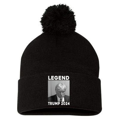 Trump Never Surrender Donald Trump Mugshot 2024 Pom Pom 12in Knit Beanie