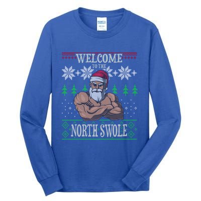 The North Swole Santa Claus Christmas Gym Pun Gift Tall Long Sleeve T-Shirt