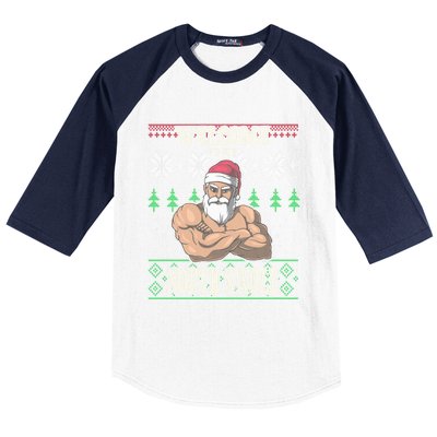 The North Swole Santa Claus Christmas Gym Pun Gift Baseball Sleeve Shirt