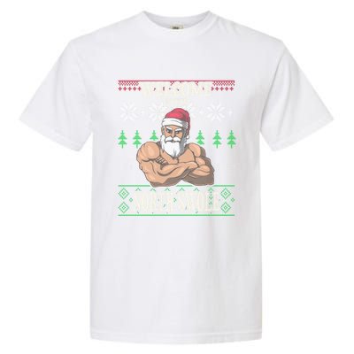 The North Swole Santa Claus Christmas Gym Pun Gift Garment-Dyed Heavyweight T-Shirt