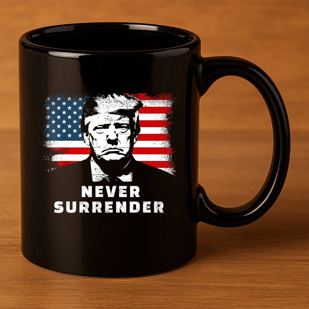 Trump Never Surrender 11oz C Handle Ceramic Mug