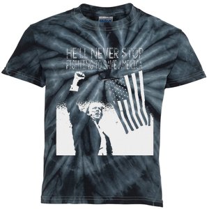 Trump Never Stop Fighting Save America 2024 Kids Tie-Dye T-Shirt