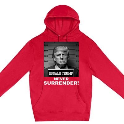 Trump Never Surrender 2024 Mugshot Premium Pullover Hoodie